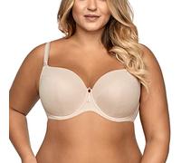 Ava 1263 Sujetador con Relleno De Copa Completa Liso Tallas Más Grandes Unicolor con Aros - Hecho En La UE, Beige,80J