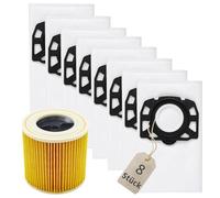 AVAENZO 8 Bolsas para Kärcher KFI 357 WD2 Plus/ WD3s /SE 4001/ SE 4002/ KWD1-3 / WD3.200, 1 Filtro de Cartucho KFI 3310 Recambio aspiradora para karcher 2.863-314.0