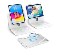 avakot Funda de teclado para iPad A16 de 11ª generación de 11 pulgadas 2025/10ª generación de 11.9 pulgadas 2022, cubierta magnética desmontable transparente giratoria y elevable, retroiluminación de