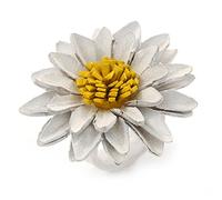 Avalaya Anillo ajustable de 40 mm de diámetro, color blanco y amarillo, talla única, cuero