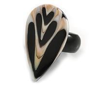 Avalaya Anillo de concha marina con forma de lágrima de 35 mm, hecho a mano, ligera variación de color, irregularidades naturales, talla única, plástico, concha de mar, Sin piedras preciosas