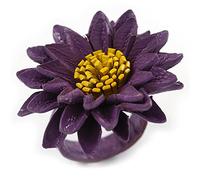 Avalaya Anillo de piel morado/amarillo, 40 mm de diámetro, ajustable, talla única, Cuero, Sin piedras preciosas