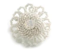 Avalaya Anillo flexible de flor esmerilada, color blanco nieve, 45 mm de diámetro, talla M/L (se adapta a dedos más grandes), talla única, Vidrio, Sin piedras preciosas