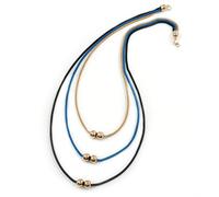 Avalaya Collar de cadena de malla de 3 hebras, cuentas y capas en tono negro/azul/dorado, 86 cm de largo