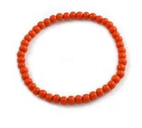 Avalaya Collar flexible de madera con cuentas redondas naranjas de 10 mm, unisex, para hombre y mujer, 45 cm de largo