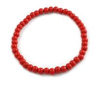 Avalaya Collar flexible de madera con cuentas redondas rojas de 10 mm, unisex, 45 cm de largo