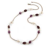 Avalaya Collar largo de cuentas acrílicas chapado en oro, 90 cm de largo