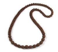 Avalaya Collar largo de cuentas de resina marrón chocolate, 86 cm de largo