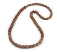 Avalaya Collar largo de cuentas de resina marrón chocolate con leche, 86 cm de largo