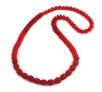Avalaya Collar largo de cuentas de resina roja gruesa/86 cm de largo