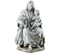 Avalon Gallery - Estatua de jardín de Resina de Piedra para Interiores y Exteriores, 16.5 Pulgadas de Alto, Jesús con niños