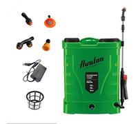 Avalon - Pulverizador de Mochila a Presión con Batería Recargable, Tanque 16L, Lanza INOX Verde. Incluye arnés, Cargador y Set de boquillas de pulverizado