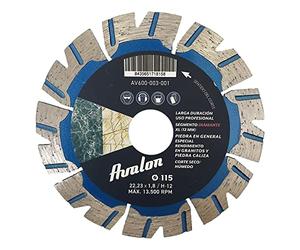 Avalon Serie PRO | Disco de corte de Diamante 115 mm x 22,2 para hormigón, piedra y ladrillo. Disco diamantado universal 115mm x 22,2 y segmento de diamante XL H-12 mm para amoladora