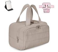 Avalon Travelfree - Neceser 4 en 1, organizador de viaje de separación seca y húmeda, gran capacidad, impermeable, amplia apertura con asa, bolsas de maquillaje, Khaki, 1 unidad