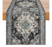 Avalune Camino de Mesa Gris Mandala Boho Étnico Moderno Rústico Lavable Decoración de Mesa para Interior Exterior Fiesta Decoración de Jardín Comedor 40x140 cm