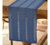 Avalune Camino de Mesa Moderno Azul Marino Rustico Centro de Mesa Decorativo Salon Pequeño Estrecho Lavable Caminos de Mesa para Boda Fiesta Hogar Cocina Mesa de Comedor Decoración 30x140 cm