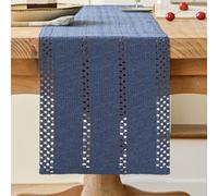 Avalune Camino de Mesa Moderno Azul Marino Rustico Centro de Mesa Decorativo Salon Pequeño Estrecho Lavable Caminos de Mesa para Boda Fiesta Hogar Cocina Mesa de Comedor Decoración 30x180 cm