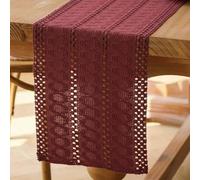 Avalune Camino de Mesa Moderno Rojo Burdeos Rustico Centro de Mesa Decorativo Salon Pequeño Estrecho Lavable Caminos de Mesa para Boda Fiesta Hogar Cocina Mesa de Comedor Decoración 30x140 cm