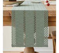 Avalune Camino de Mesa Moderno Verde Salvia Rustico Centro de Mesa Decorativo Salon Pequeño Estrecho Lavable Caminos de Mesa para Boda Fiesta Hogar Cocina Mesa de Comedor Decoración 30x140 cm