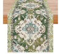 Avalune Camino de Mesa Verde Mandala Boho Étnico Moderno Rústico Lavable Decoración de Mesa para Interior Exterior Fiesta Decoración de Jardín Comedor 40x140 cm