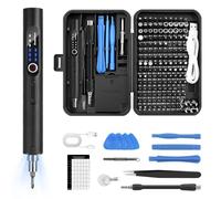 Avalution Juego de mini destornilladores eléctricos, kit de destornillador eléctrico 170 en 1, 154 puntas magnéticas S2, 3 ajustes de par, luces LED, kit de herramientas de destornillador de precisión