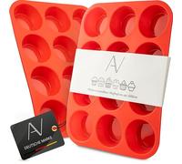 AVANA Bandeja de Silicona para 12 Magdalenas, Sin BPA, Antiadherente, Molde para Magdalenas, Bandeja para Hornear Magdalenas