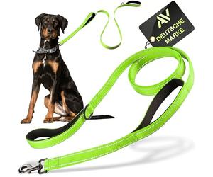 AVANA Correa para perros con guía corta integrada, correa reflectante | 2 trabillas acolchadas para proteger las manos | Correa de 1,5 m para perros grandes y medianos - Verde neón