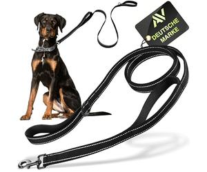 AVANA Correa para perros con guía corta integrada reflectante, 1 correa acolchada para las manos, 1,5 m, para perros grandes y medianos, color negro