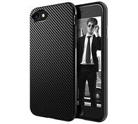 AVANA Funda Protectora Compatible con iPhone SE 2020 / iPhone 8 / iPhone 7 Carcasa Fina para Parachoques con TPU Silicona- arbono Efecto Negro