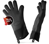 AVANA Guantes de Horno de Silicona, Resistentes al Calor, Antideslizantes, con Forro Interior de algodón Suave, Guantes hasta 250 °C, Color Negro