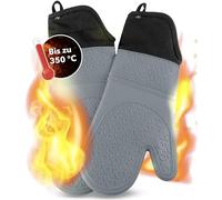 AVANA Guantes de horno de silicona resistentes al calor, antideslizantes, con forro interior de algodón suave, hasta 350 °C, guantes para cocinar y hornear, color gris