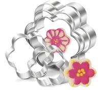 AVANA Juego de 5 cortadores de galletas de acero inoxidable, diseño de flores, color plateado