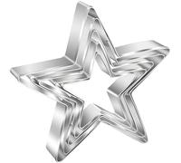 AVANA Juego de 5 moldes de acero inoxidable, diseño de estrellas, color plateado