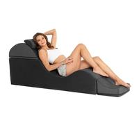 Avana Kami - Banco Convertible para Yoga y Masaje, otomana 2 en 1 con Extremo de Cama Plegable Oculto, Silla de salón de Yoga, microterciopelo Negro