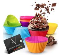 AVANA reutilizables Moldes para magdalenas silicona de de llamas respetuosa con el medio ambiente para magdalenas Cupcake Muffin Forma Hornear 8 colores, Juego de 24