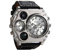 Avaner Grande Reloj Deportivo Militar para Hombre 3 Zonas de Horario Diferente, Reloj de Piloto Correa de Cuero Cuarzo Analogico, Diseño Llamativo Original