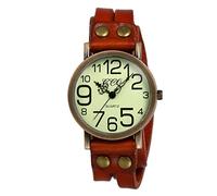 Avaner Reloj de pulsera analógico para hombre y mujer, movimiento de cuarzo, con correa de piel, estilo informal, vintage, de cuarzo, números romanos, Números arábigos naranjas, Correa