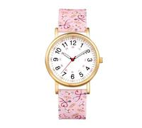 Avaner Reloj de pulsera impermeable para cuidados: reloj de pulsera impermeable con movimiento de cuarzo analógico, esfera digital, cálculo manual de pulsaciones, correa de silicona esfera blanca rosa