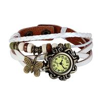 Avaner Reloj de Pulsera Vintage con Colgante de Hojas Trenzadas a Mano Búho Mariposa Reloj de Hombre Mujer Reloj Analógico de Cuarzo Pulseras de Cuero para Mujer Hombre