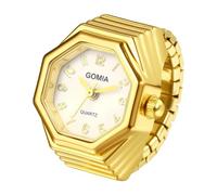 Avaner Relojes de dedo para hombre y mujer: banda elástica de cuarzo fácil de leer, octogonal de acero inoxidable, reloj de anillo elástico, Dorado, Casual