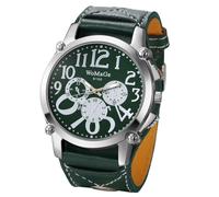 Avaner Relojes Steampunk de gran tamaño para hombre: reloj de pulsera retro de banda ancha analógico, correa de cuero, esfera grande, esfera grande, Correa verde esfera verde, Casual