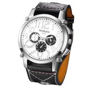 Avaner Relojes Steampunk de gran tamaño para hombre: reloj de pulsera retro de banda ancha analógico, correa de cuero, esfera grande, esfera grande, Correa negra y esfera blanca, Casual