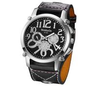 Avaner Relojes Steampunk de gran tamaño para hombre: reloj de pulsera retro de banda ancha analógico, correa de cuero, esfera grande, esfera grande, Correa negra, esfera negra, Casual