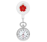 Avaner Simple Moda Enfermera Reloj, Reloj de Enfermera,Damas Pétalo Decorativo Reloj de Bolsillo, Correa Elástica Enfermera Reloj, Telescópico Trabajo Reloj, Pétalos Blancos (pétalos Rojos)