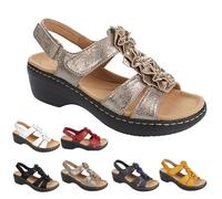 Avanise Sandalias De Verano Bohemias, Sandalias Ortopédicas Cómodas Para Mujer Con Soporte Para El Arco, Cuña Cómodas, Zapatos Para Caminar Con Punta Abierta (Oro,37)