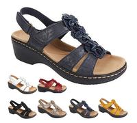 Avanise Sandalias De Verano Bohemias, Sandalias Ortopédicas Cómodas Para Mujer Con Soporte Para El Arco, Cuña Cómodas, Zapatos Para Caminar Con Punta Abierta (Azul,39)
