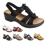 Avanise Sandalias De Verano Bohemias, Sandalias Ortopédicas Cómodas Para Mujer Con Soporte Para El Arco, Cuña Cómodas, Zapatos Para Caminar Con Punta Abierta (Negro,43)