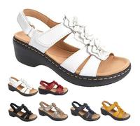 Avanise Sandalias De Verano Bohemias, Sandalias Ortopédicas Cómodas Para Mujer Con Soporte Para El Arco, Cuña Cómodas, Zapatos Para Caminar Con Punta Abierta (Blanco,38)