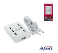 Avant Adaptador múltiple, HUB USB 6 Puertos 6A, Cables USB, Blanco