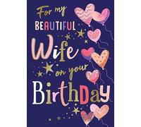 Avant Garde Studios Hermosa tarjeta de cumpleaños para esposa con globos de corazón, 9 x 6 pulgadas